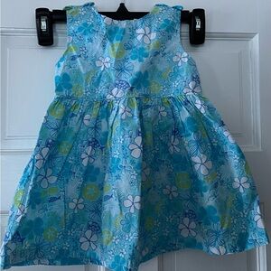 Little Me Blue and Green Floral Dress